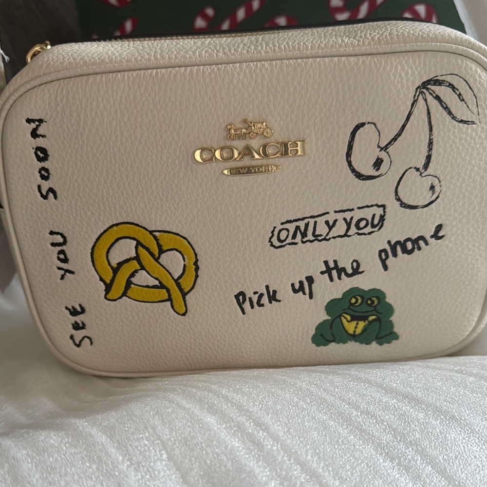 Coach Cream Crossbody Bag with Playful Embroidery